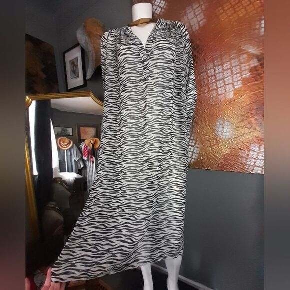 Zara NWT Sheer Zebra Print Midi Tunic Dress - Picture 7 of 16